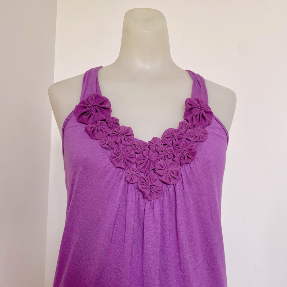 Charlotte Russe Purple Tank Top with Flower Details Size Small Floral